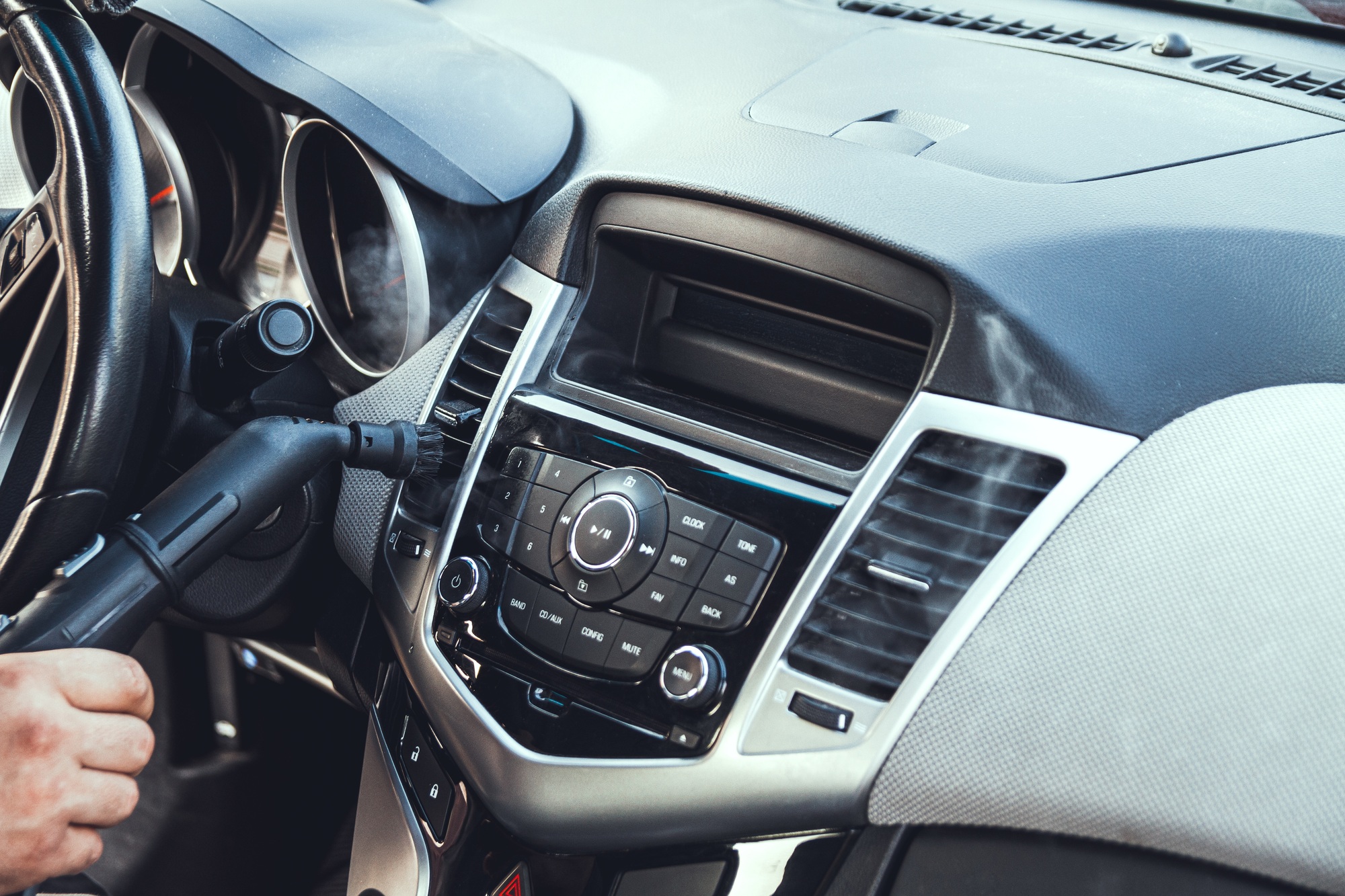 steam cleaning and disinfection of the car interior and air cond